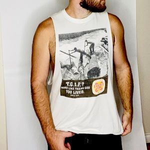 T.G.I.F? More Like Thank God You Lived - Lucky Lager Cut-Off T-Shirt